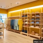 Home 18 소비자 감정 반응의 생리학적 분석 - A cozy Vietnamese boutique clothing store interior illuminated with warm yellow lighting that create...